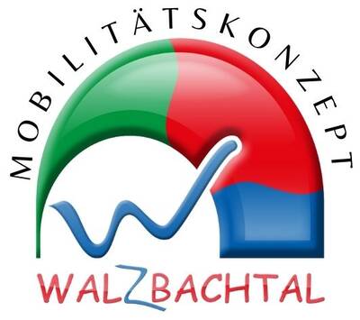 Logo des Mobilitätskonzept in grün, rot und blau. Darunter der Schriftzug von Walzbachtal